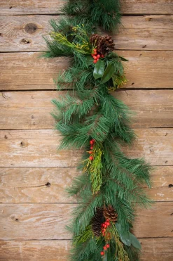 Decorator's Warehouse Christmas Garlands^72” Pine Garland With Cones & Berries
