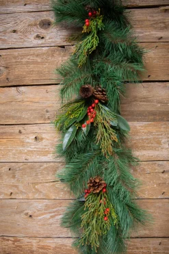 Decorator's Warehouse Christmas Garlands^72” Pine Garland With Cones & Berries