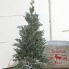 Decorator's Warehouse Christmas Accents^24" Plastic Cedar Tree In Black & White Buffalo Fabric Bucket