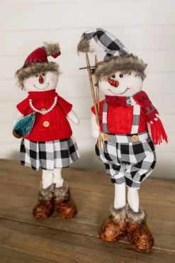 Decorator's Warehouse Christmas Accents^25” Plush Snowman Figurine With Buffalo Check Pants