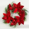 Decorator's Warehouse Christmas Wreaths^22” Poinsettia With Pine Wreath