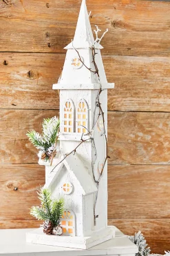 Decorator's Warehouse Christmas Accents^21" Pre-Lit Wooden Church