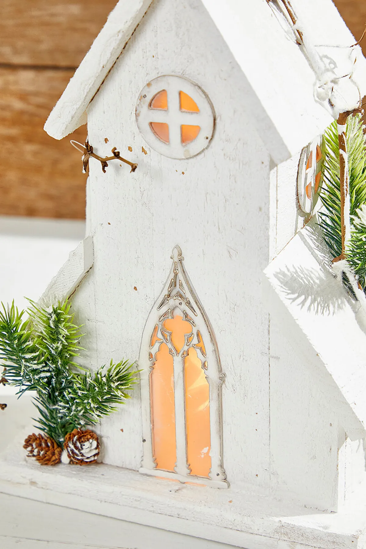 Decorator's Warehouse Christmas Accents^18" Pre-Lit Wooden Church
