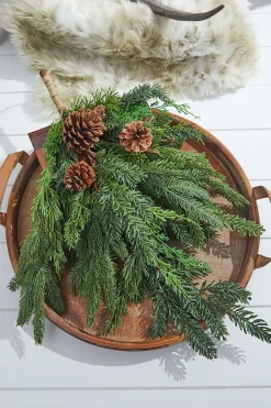 Decorator's Warehouse Natural Greenery^24” Real Touch Cedar Spruce Cone Teardrop