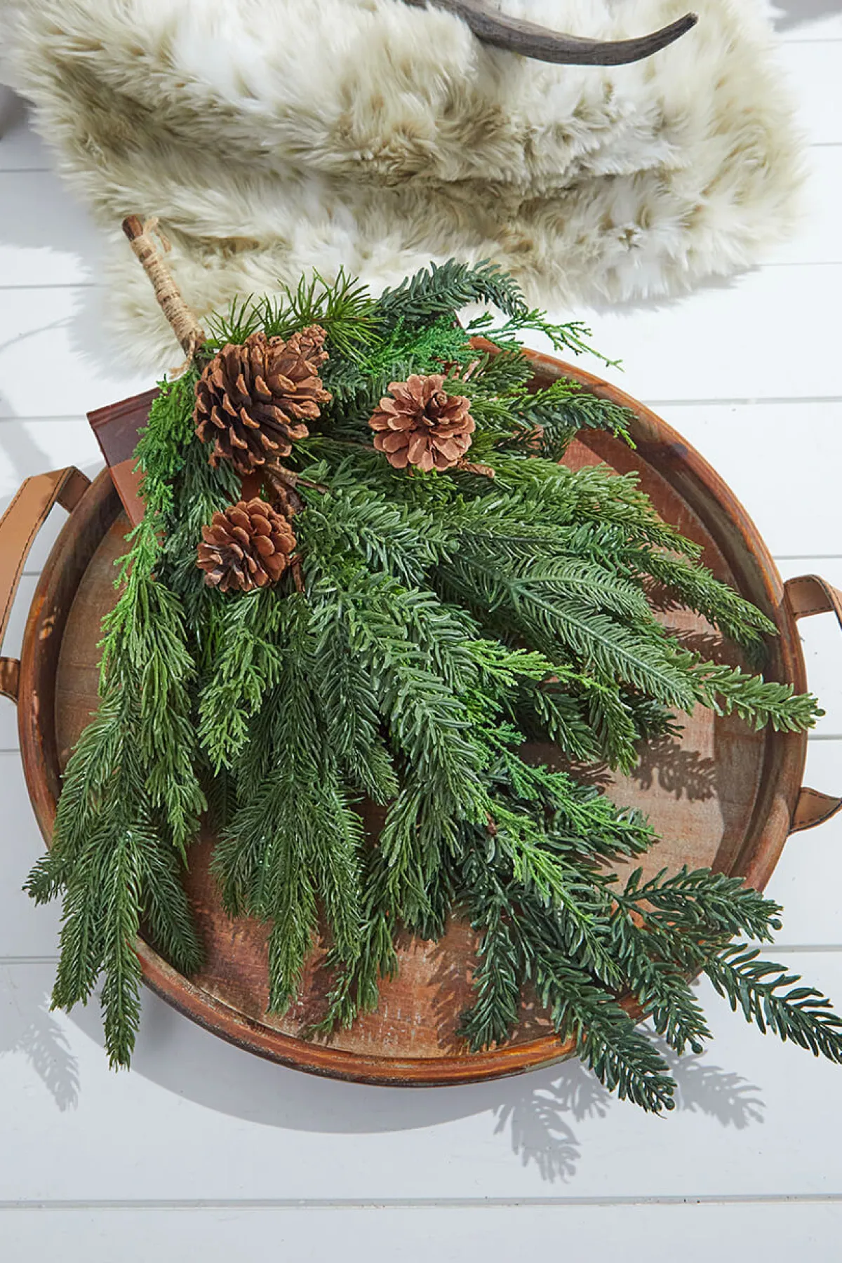 Decorator's Warehouse Natural Greenery^24” Real Touch Cedar Spruce Cone Teardrop