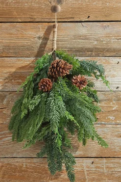 Decorator's Warehouse Natural Greenery^24” Real Touch Cedar Spruce Cone Teardrop