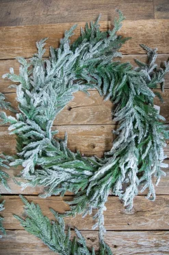 Decorator's Warehouse Christmas Wreaths|Natural Greenery^24” Real Touch Flocked Norfolk Wreath