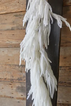 Decorator's Warehouse Natural Greenery^120” Real Touch Flocked White Norfolk Pine Garland