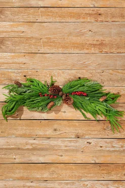 Decorator's Warehouse Natural Greenery^36” Real Touch Mixed Evergreen Berry Swag