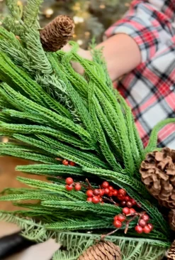 Decorator's Warehouse Natural Greenery^36” Real Touch Mixed Evergreen Berry Swag