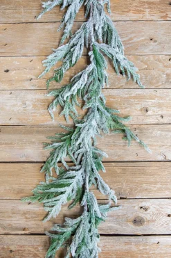 Decorator's Warehouse Christmas Garlands|Natural Greenery^60” Real-Touch Flocked Norfolk Garland