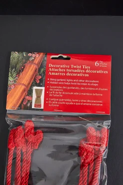 Decorator's Warehouse Christmas Garlands^16” Red Decorative Twist Ties