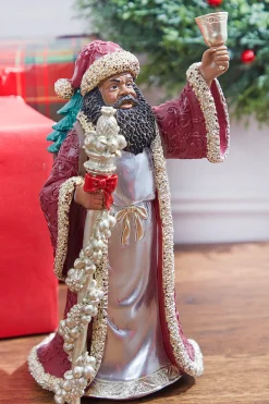 Decorator's Warehouse Christmas Accents^12.3” Resin African American Santa Figurine