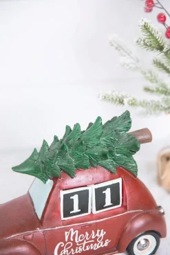 Decorator's Warehouse Christmas Accents^11.5” Resin Countdown Calendar Holiday Truck With Christmas Tree