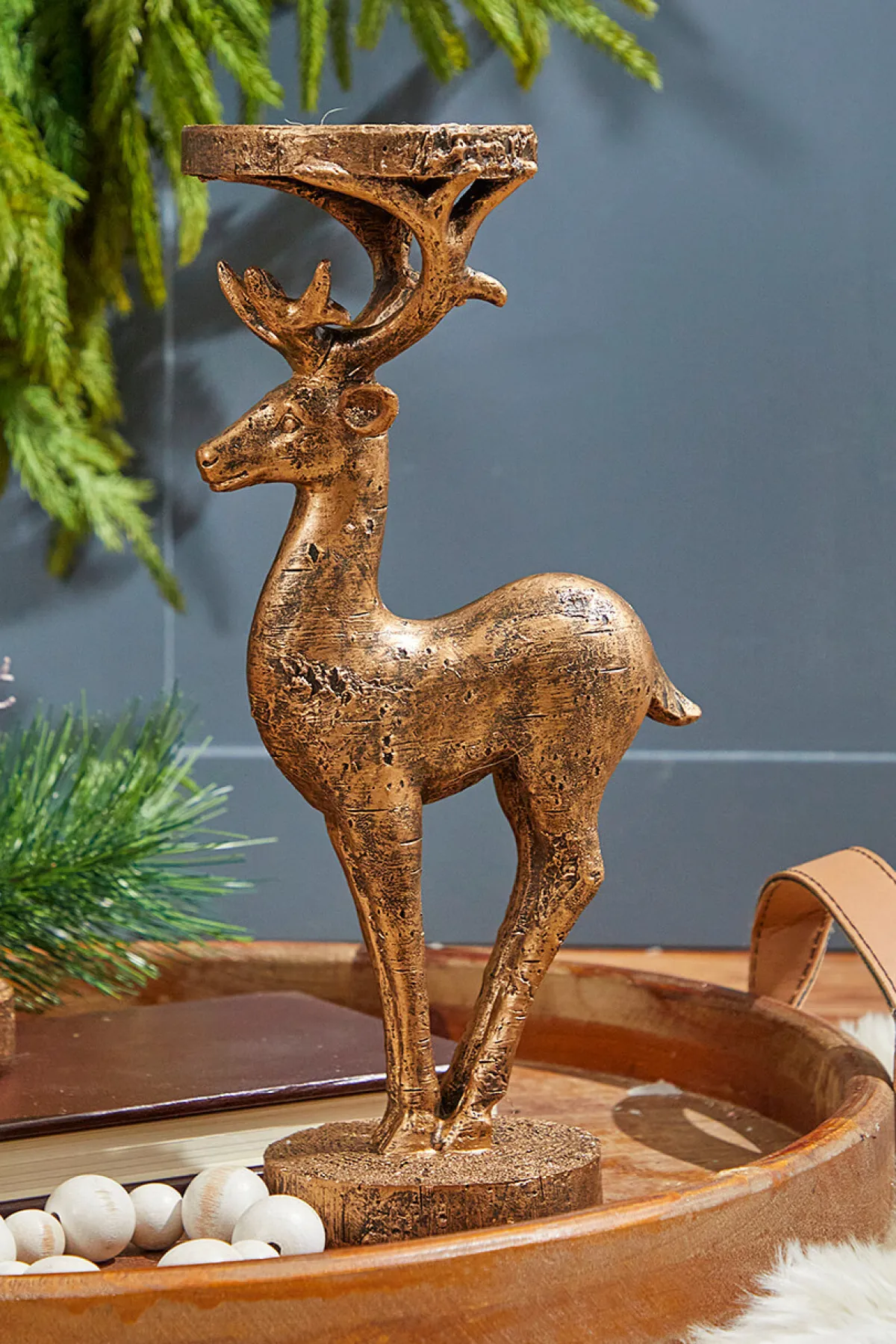 Decorator's Warehouse Christmas Accents^12" Resin Deer Candle Holder