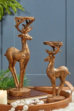 Decorator's Warehouse Christmas Accents^12" Resin Deer Candle Holder