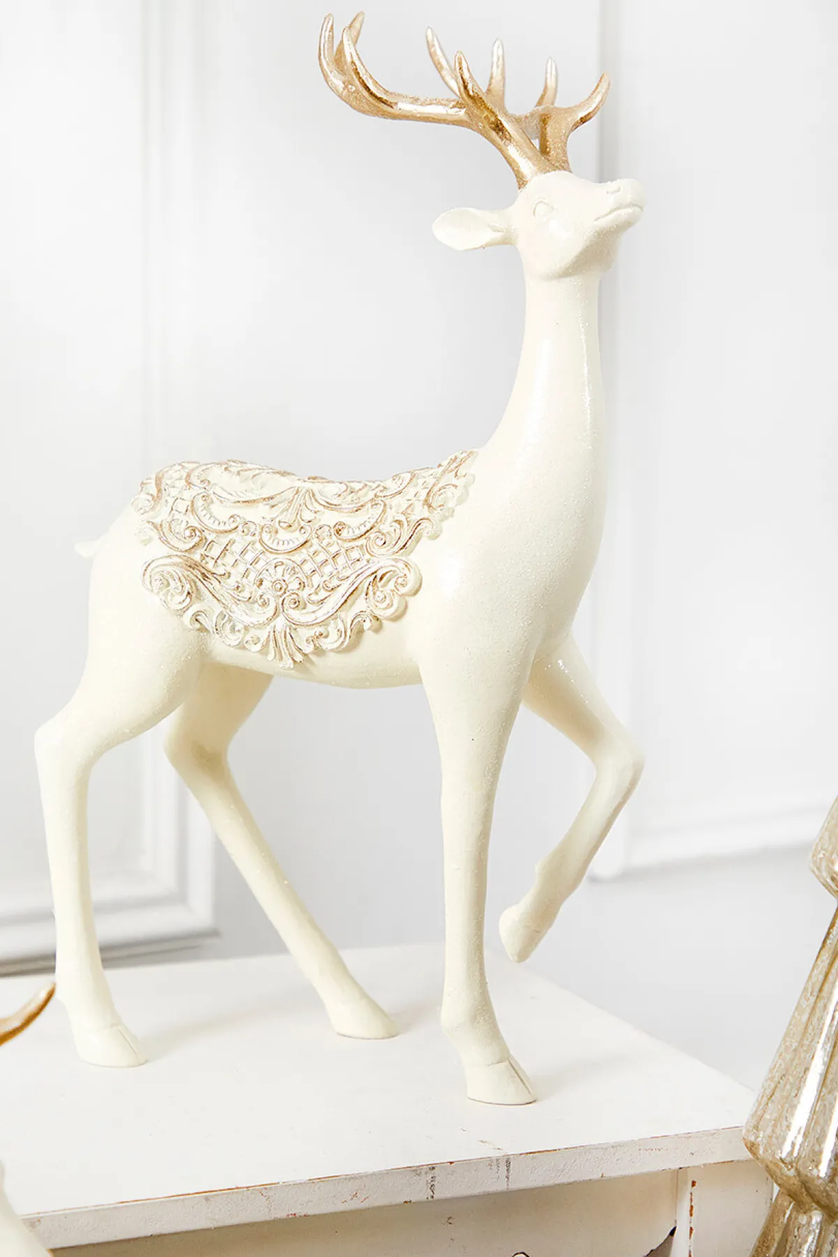 Decorator's Warehouse Christmas Accents^14" Resin Deer With Scroll Saddle