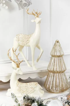 Decorator's Warehouse Christmas Accents^14" Resin Deer With Scroll Saddle