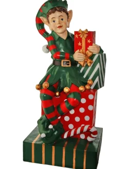 Decorator's Warehouse Christmas Resin^48" Resin Elf Sitting With Packages