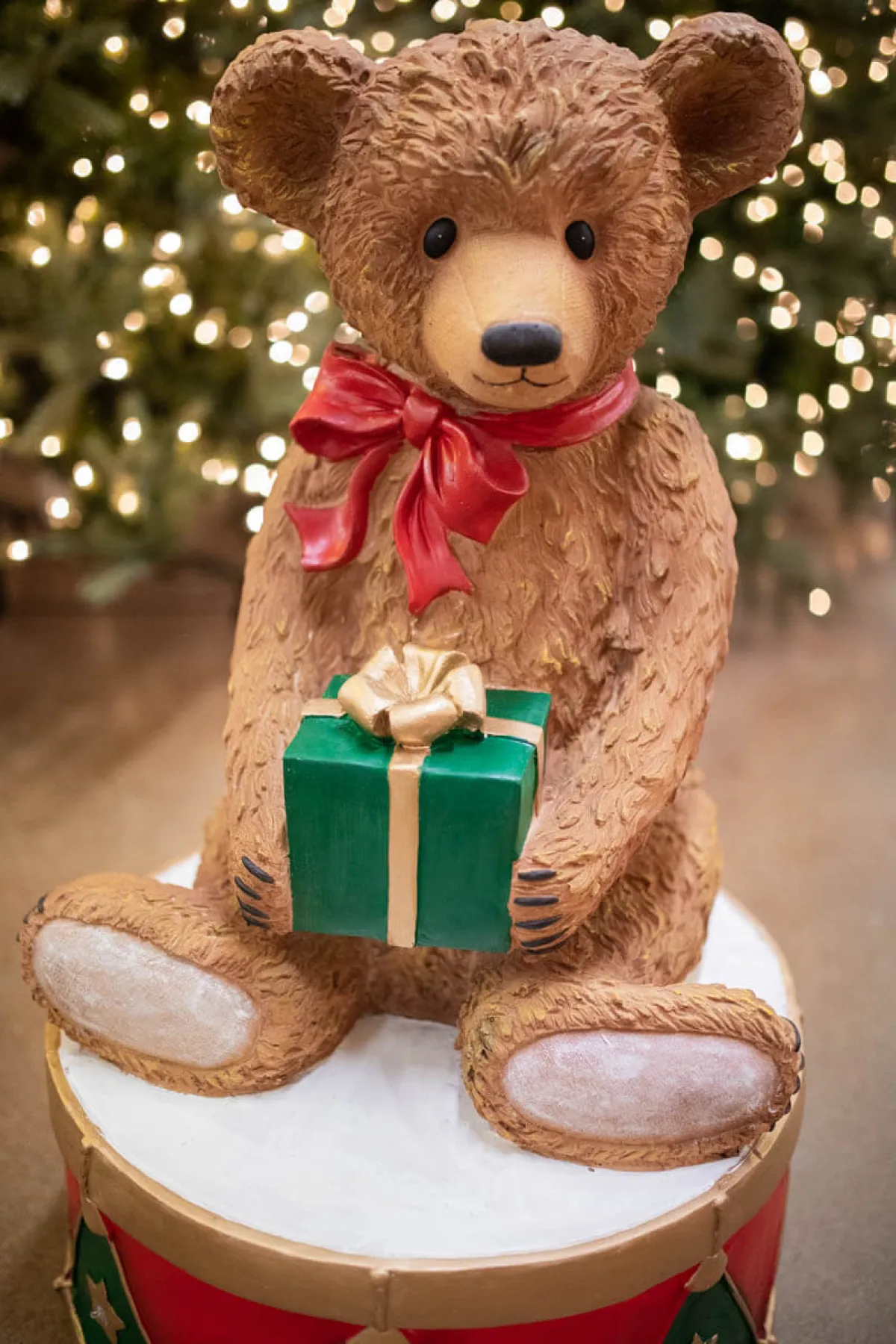 Decorator's Warehouse Christmas Resin^34" Resin LED Bear On Drum
