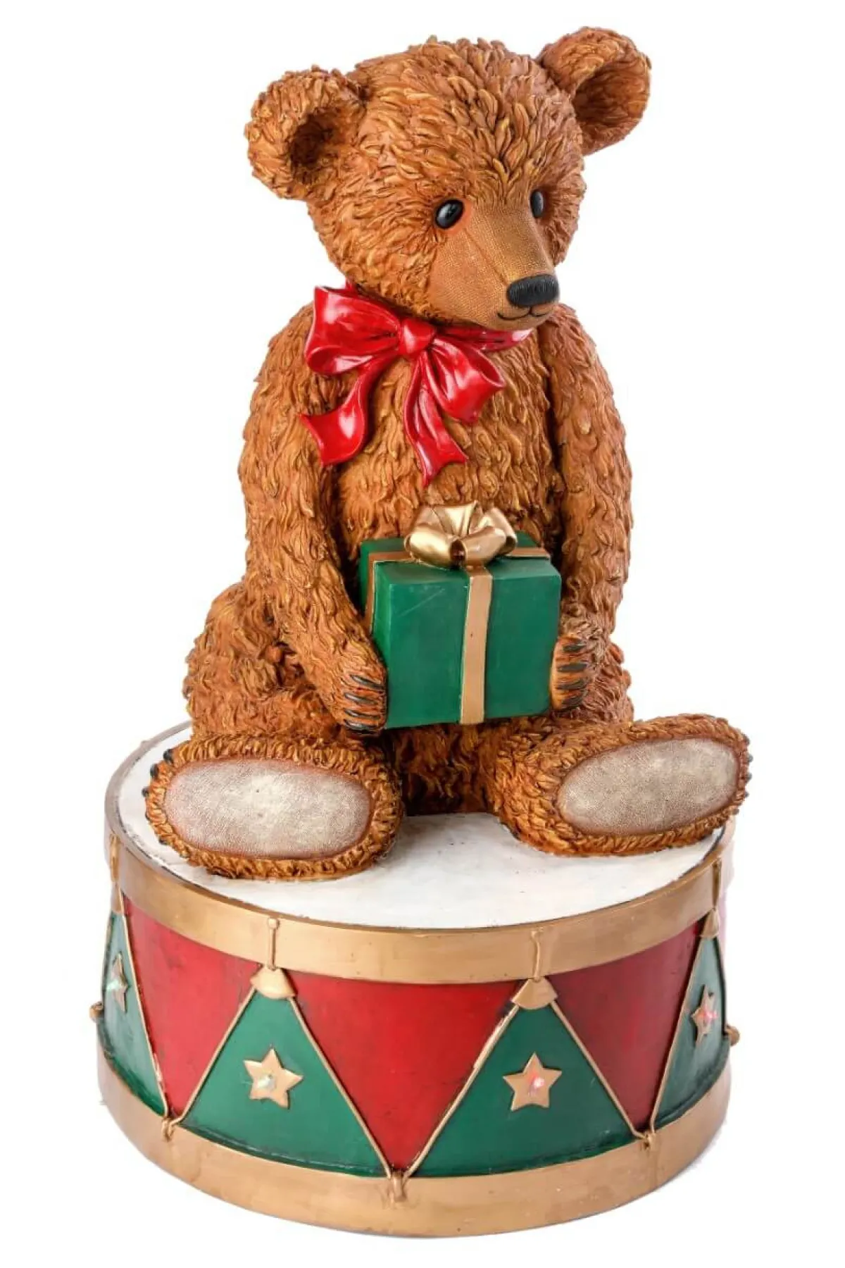 Decorator's Warehouse Christmas Resin^34" Resin LED Bear On Drum