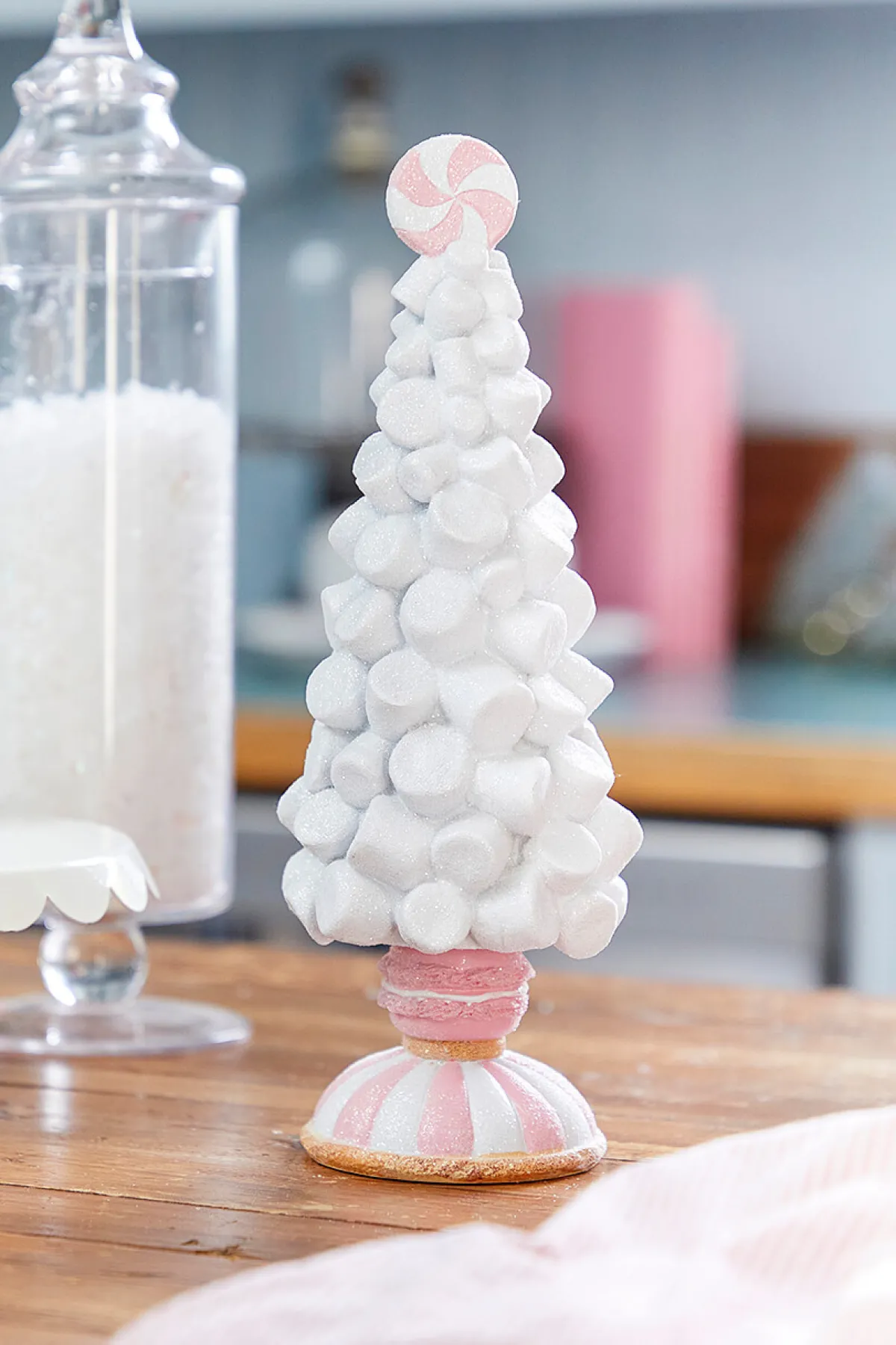 Decorator's Warehouse Christmas Accents^12" Resin Marshmallow Tree On Pedestal