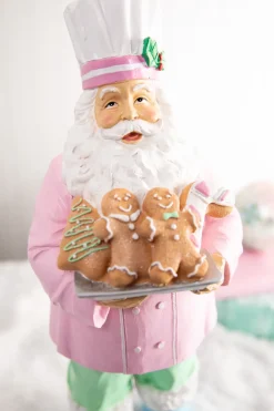 Decorator's Warehouse Christmas Accents^16.6” Resin Pastel Gingerbread Santa Chef