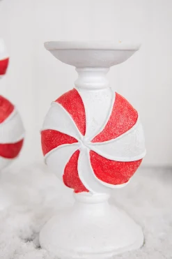 Decorator's Warehouse Christmas Accents^9” Resin Peppermint Candy Candle Holder