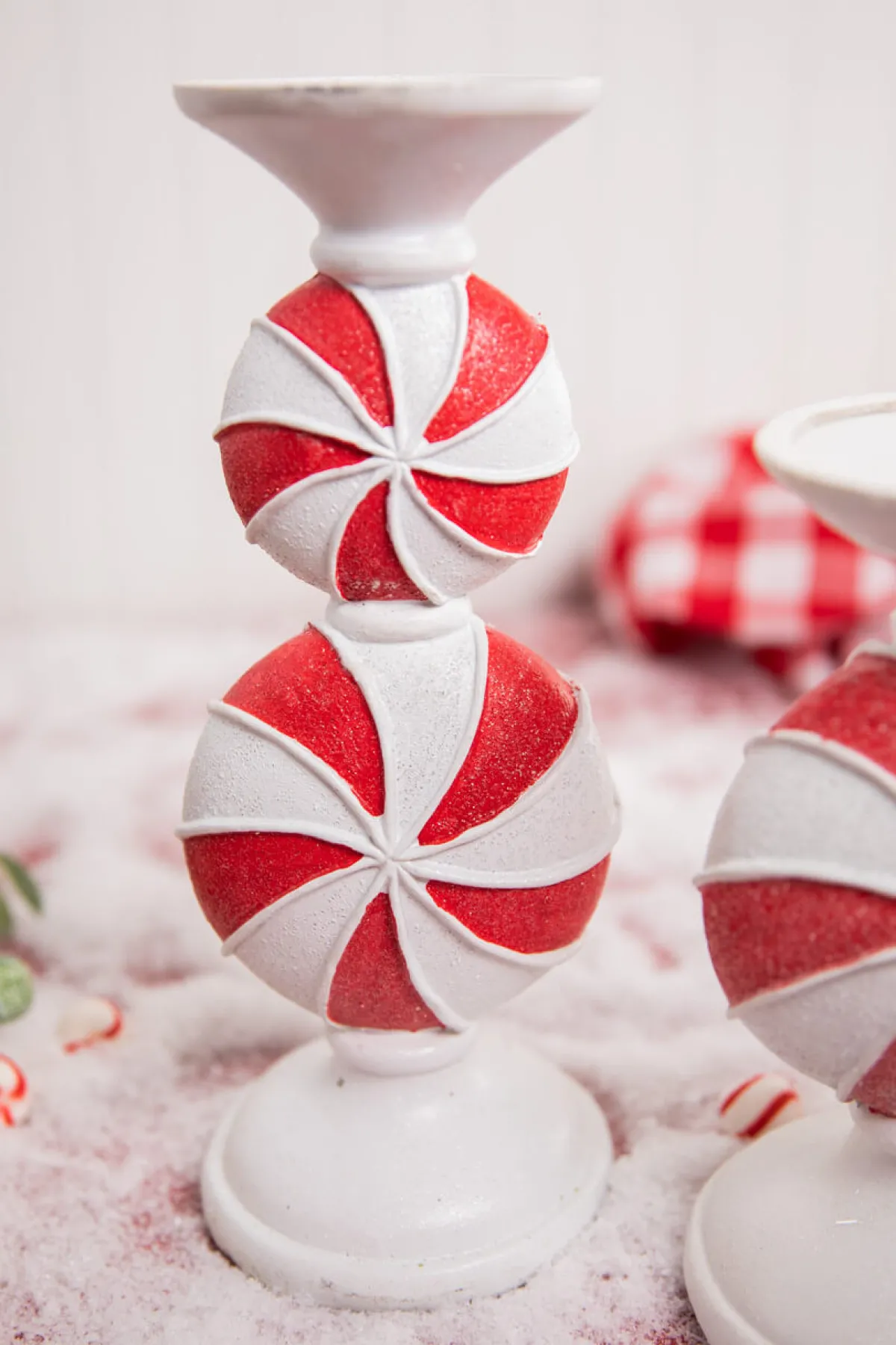 Decorator's Warehouse Christmas Accents^11.5” Resin Peppermint Candy Candle Holder