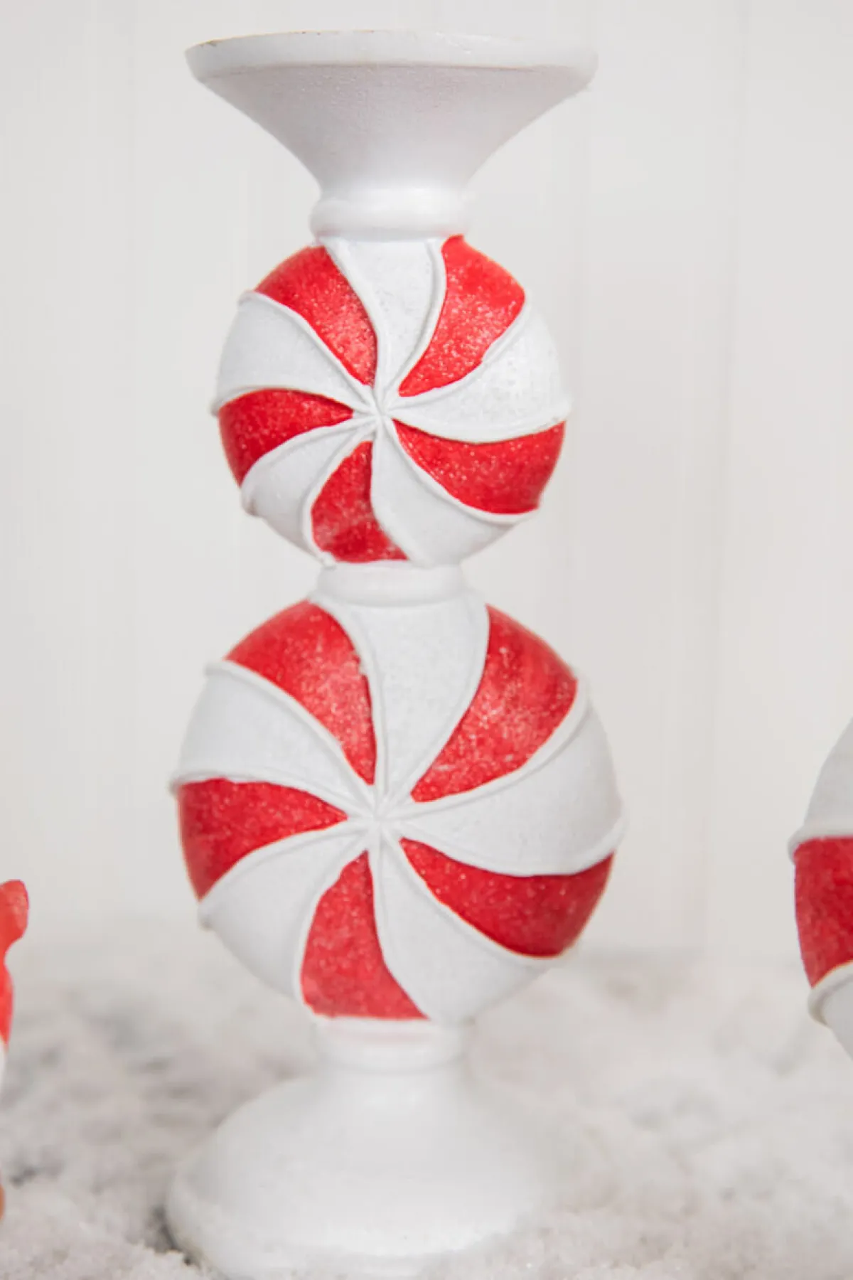 Decorator's Warehouse Christmas Accents^11.5” Resin Peppermint Candy Candle Holder