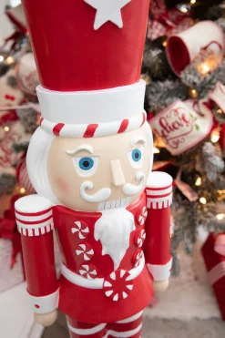 Decorator's Warehouse Christmas Resin^35.8” Resin Red And White Peppermint Nutcracker Decoration
