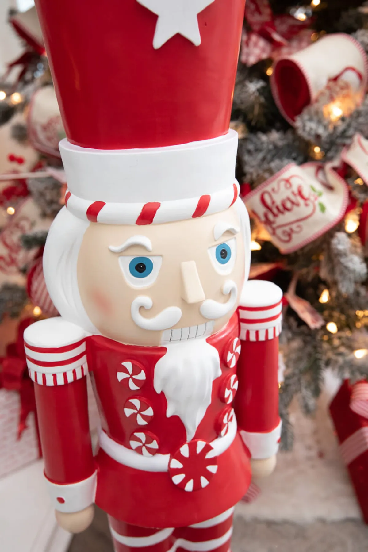 Decorator's Warehouse Christmas Resin^35.8” Resin Red And White Peppermint Nutcracker Decoration