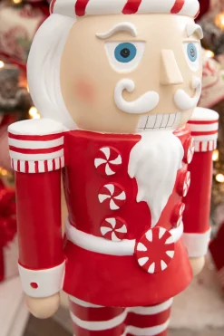 Decorator's Warehouse Christmas Resin^35.8” Resin Red And White Peppermint Nutcracker Decoration