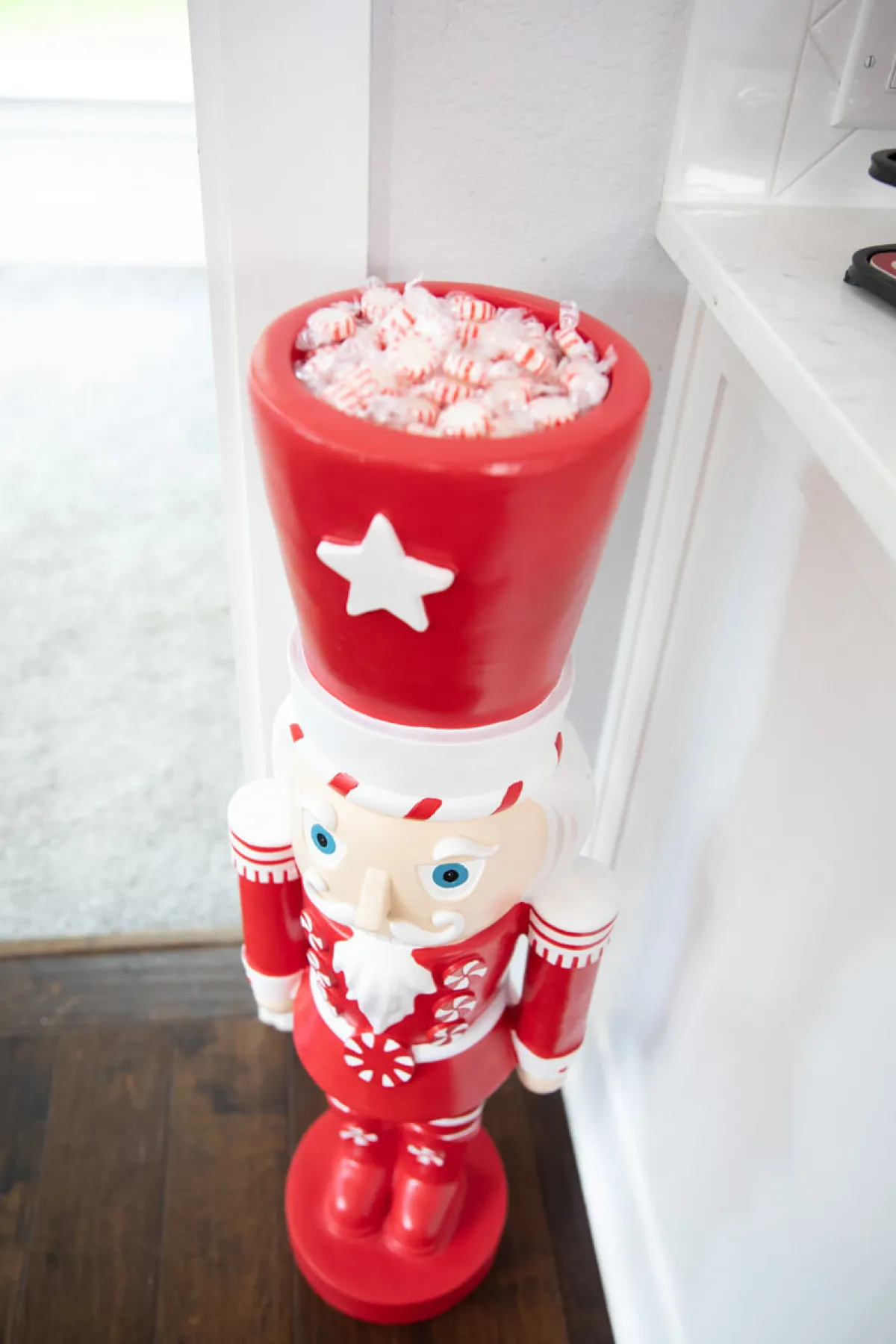 Decorator's Warehouse Christmas Resin^35.8” Resin Red And White Peppermint Nutcracker Decoration