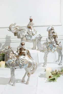 Decorator's Warehouse Christmas Accents^16" Resin Renaissance Three Kings With Animals - Set Of 3