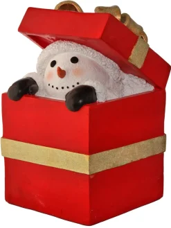 Decorator's Warehouse Christmas Resin^20" Resin Snowman Peeking From Gift Box