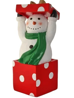 Decorator's Warehouse Christmas Resin^26" Resin Snowman Standing In Gift Box