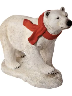 Decorator's Warehouse Christmas Resin^36" Resin Walking Polar Bear With Scarf