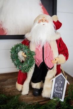 Decorator's Warehouse Christmas Accents^16” Santa Figure "Tis The Season" Sign