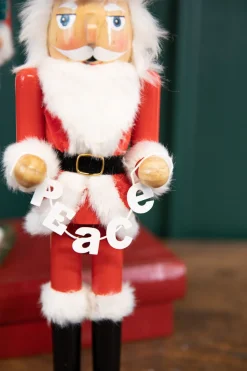 Decorator's Warehouse Christmas Accents^15" Santa Nutcracker With Peace Garland