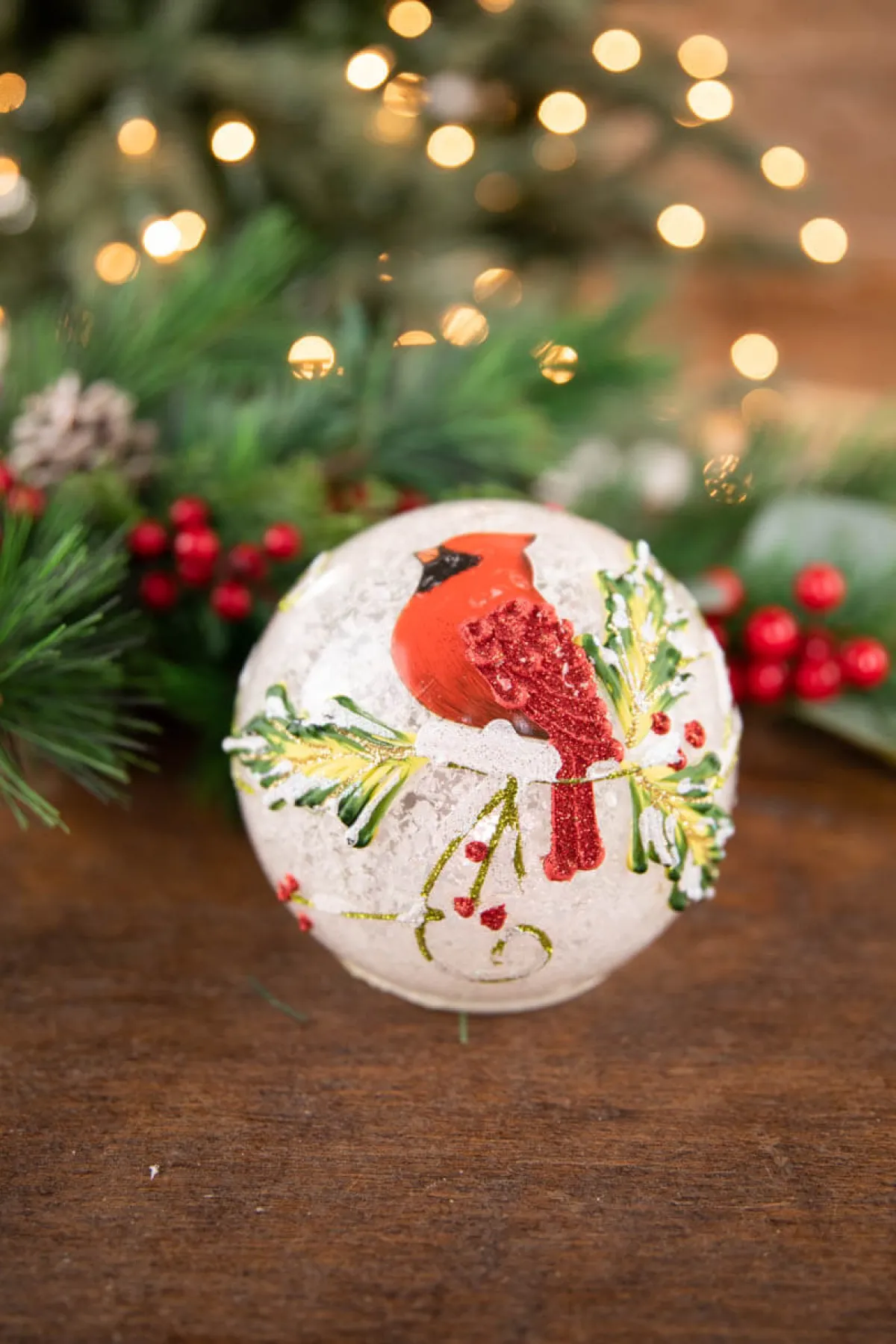 Decorator's Warehouse Christmas Accents^4” Small Glass Light Up Cardinal Décor