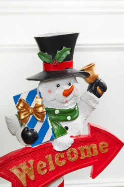 Decorator's Warehouse Christmas Resin^36” Snowmen With Welcome Sign