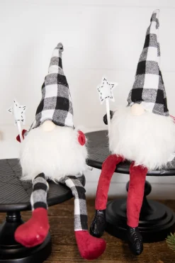 Decorator's Warehouse Christmas Accents^7” Star Wand Buffalo Check Sitting Gnome