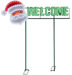 Decorator's Warehouse Outdoor Lighting^36" Welcome Yard Sign - Santa Face - Red/Green/Pure White 190L
