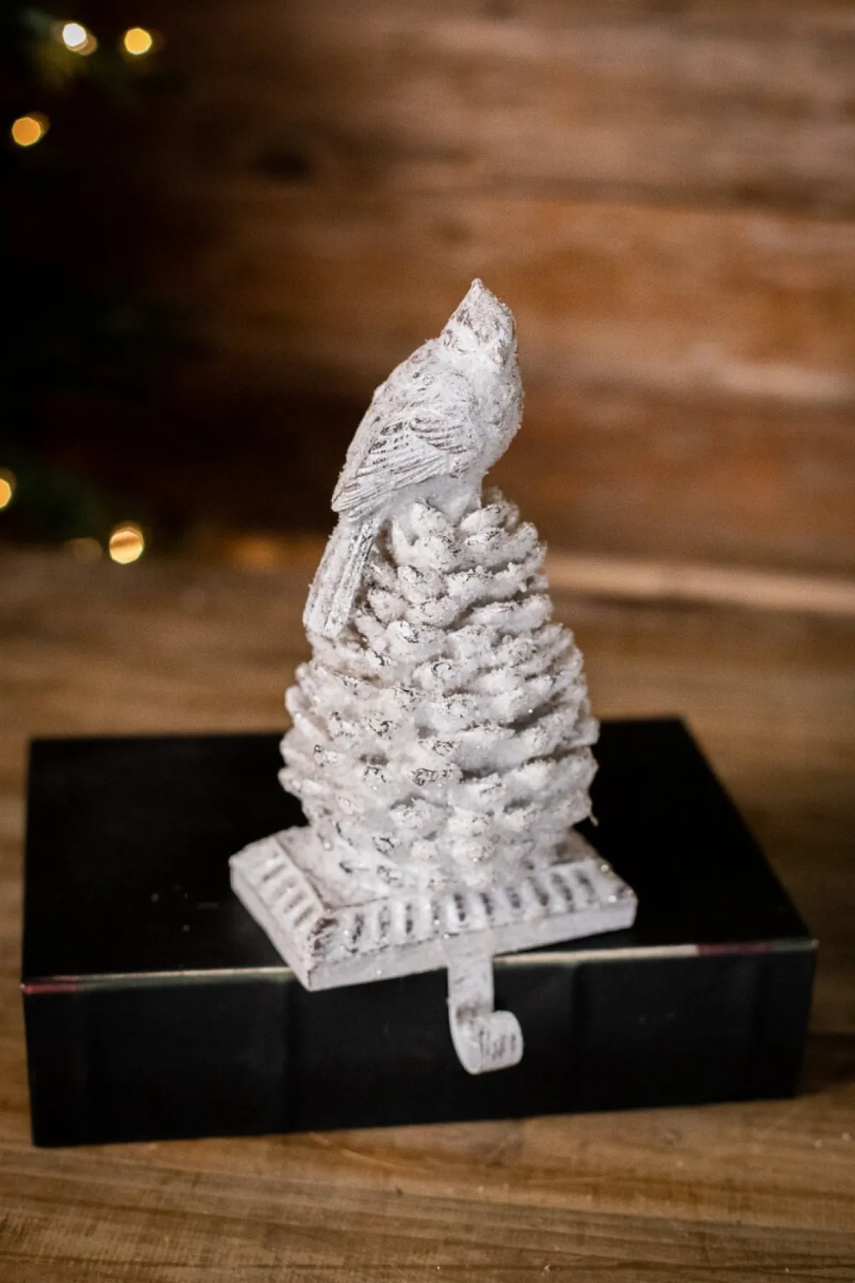 Decorator's Warehouse Christmas Accents^9” White Pine Cone Bird Stocking Hanger