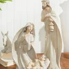 Decorator's Warehouse Christmas Accents^7-18" Whitewash Nativity With Gold Trim - Set Of 9