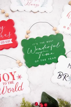 Decorator's Warehouse Christmas Accents^6.6” Wood Holiday Sign Ornament
