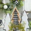 Decorator's Warehouse Christmas Accents^12" Wood Holiday Trees With Plaid Bow