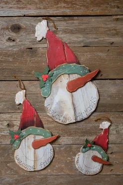 Decorator's Warehouse Christmas Accents^18" Wood Snowman Head Wall Decor - Set Of 3