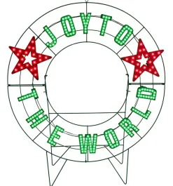 Decorator's Warehouse Outdoor Lighting^40" Wreath - Joy To The World With Stars With 223 Lights